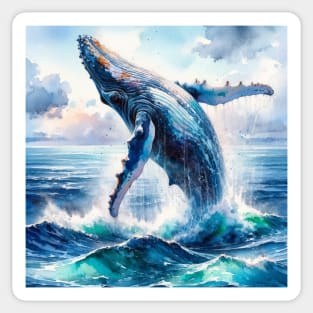 Whale Song: Majestic Humpback Whale Watercolor Sticker